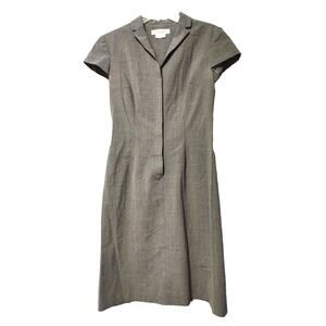 Phoebe Sheath Shirt Dress Knee Length Hidden Buttons Cap Sleeve Gray Womens Sz 2